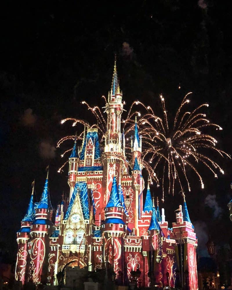 Disney spectacular fireworks over cinderella castle